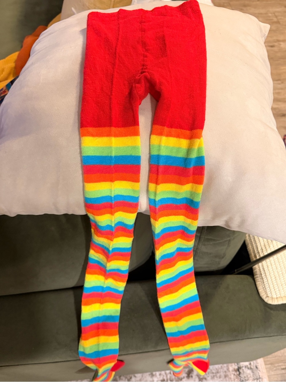 Kids Rainbow Striped Red Tights